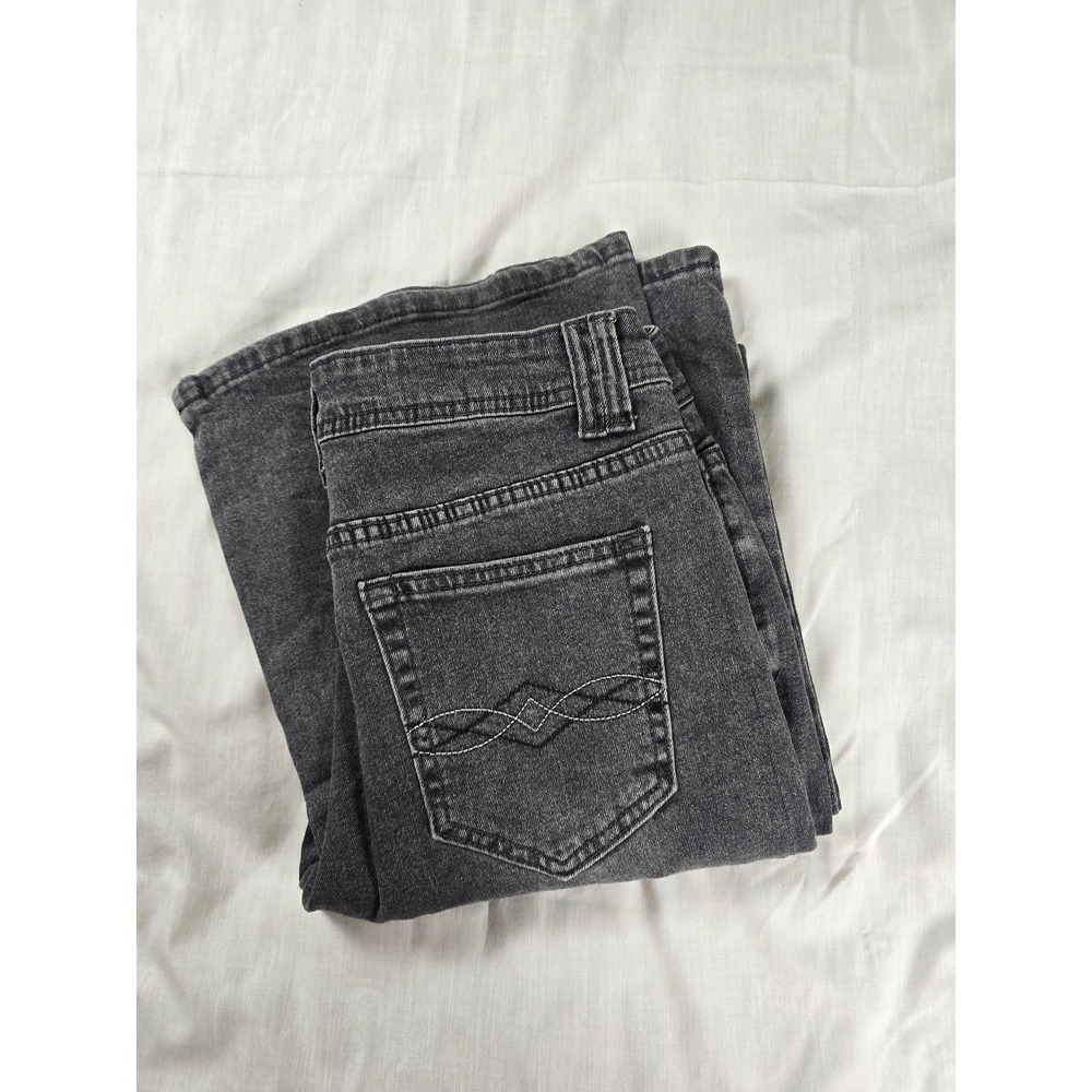 ROMWE‎ Flared Jeans Womens S Gray Charcoal High Rise Rhinestone Floral 29x31.5